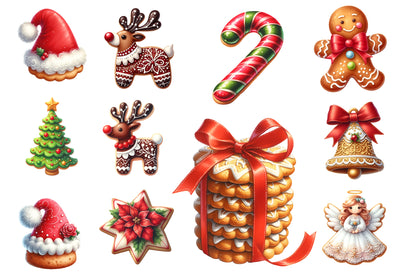 Christmas Cookies Clipart PNG Cute Holiday Cookie Sublimation