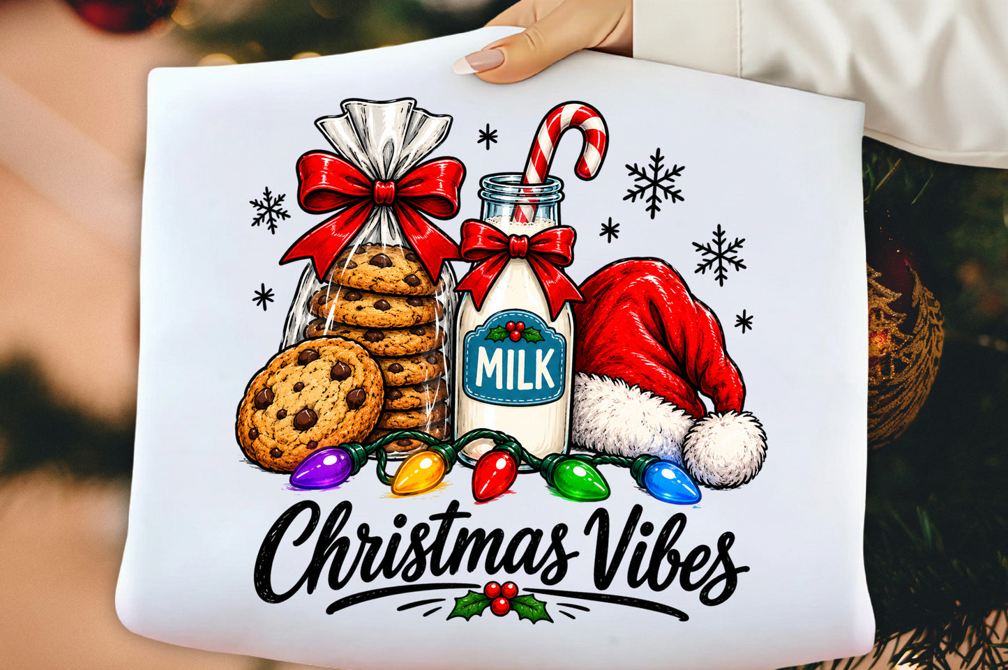 Christmas Cookies Milk Santa Hat Christmas Vibes PNG