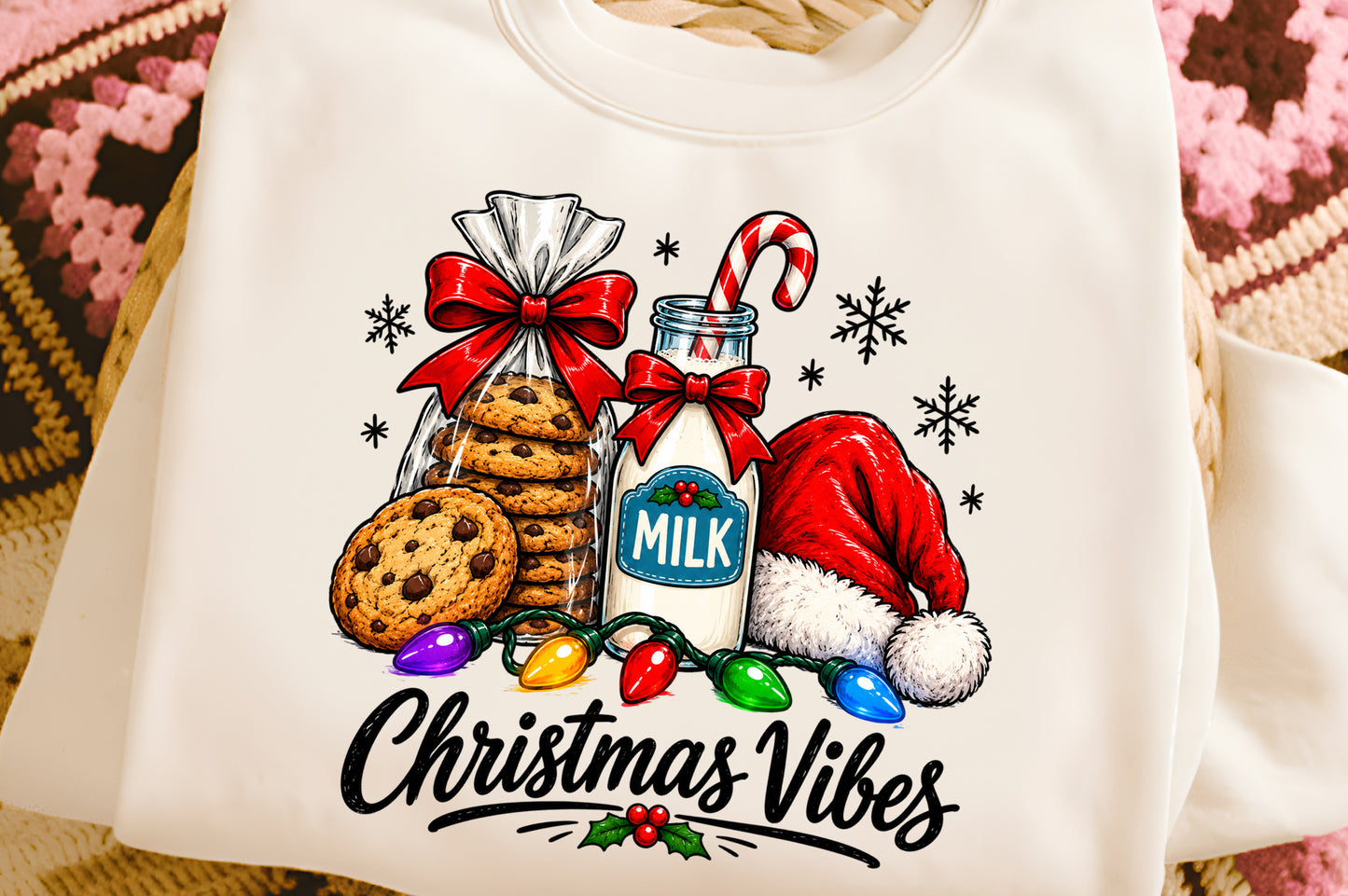 Christmas Cookies Milk Santa Hat Christmas Vibes PNG