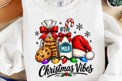 Christmas Cookies Milk Santa Hat Christmas Vibes PNG