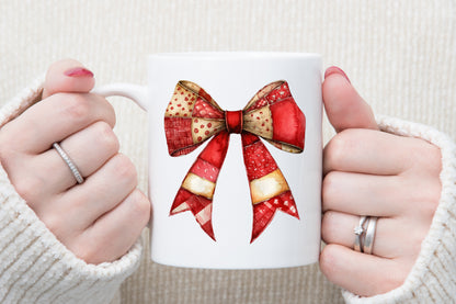 Christmas Coquette Bow PNG Bundle Patchwork Bow Clipart