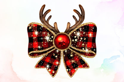 Christmas Reindeer Bow PNG