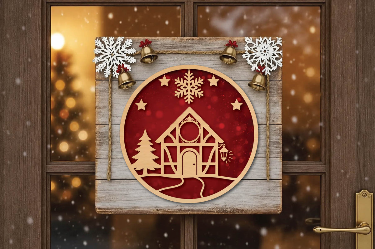 Christmas Cottage Ornament Laser Cut SVG