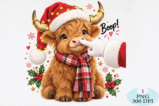 Christmas Cow Nose Boop PNG Sublimation Design