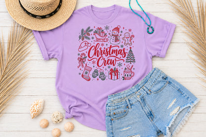Christmas Crew PNG Christmas Doodle Santa Snowman Holiday Sublimation Design