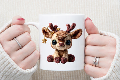 Christmas Crochet Reindeer Clipart PNG Bundle