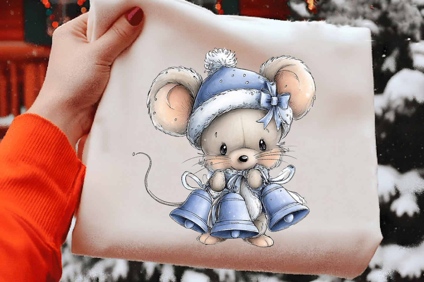 Christmas Cute Mice Clipart Bundle | Adorable Watercolor Holiday Mice PNG | Festive Christmas Mouse Clipart