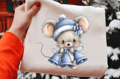 Christmas Cute Mice Clipart Bundle | Adorable Watercolor Holiday Mice PNG | Festive Christmas Mouse Clipart