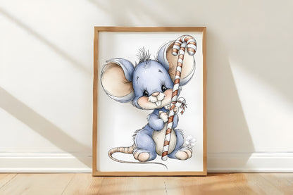 Christmas Cute Mice Clipart Bundle | Adorable Watercolor Holiday Mice PNG | Festive Christmas Mouse Clipart
