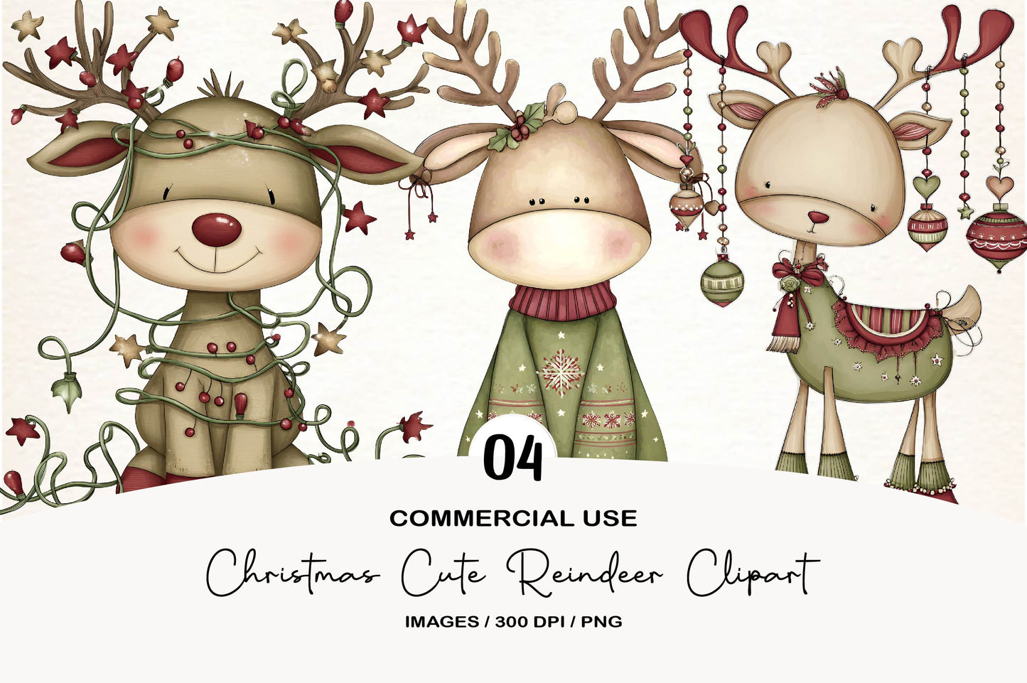 Cute Christmas Reindeer Clipart PNG