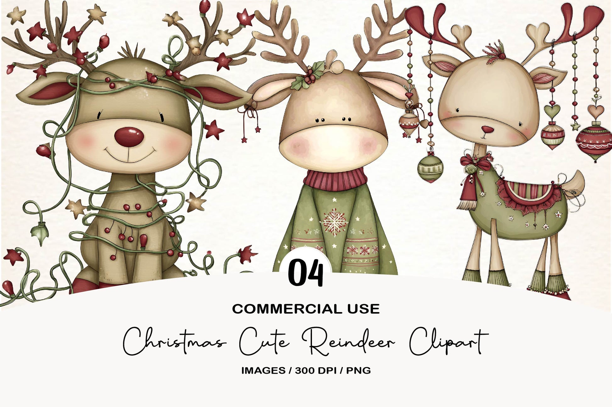 Cute Christmas Reindeer Clipart PNG