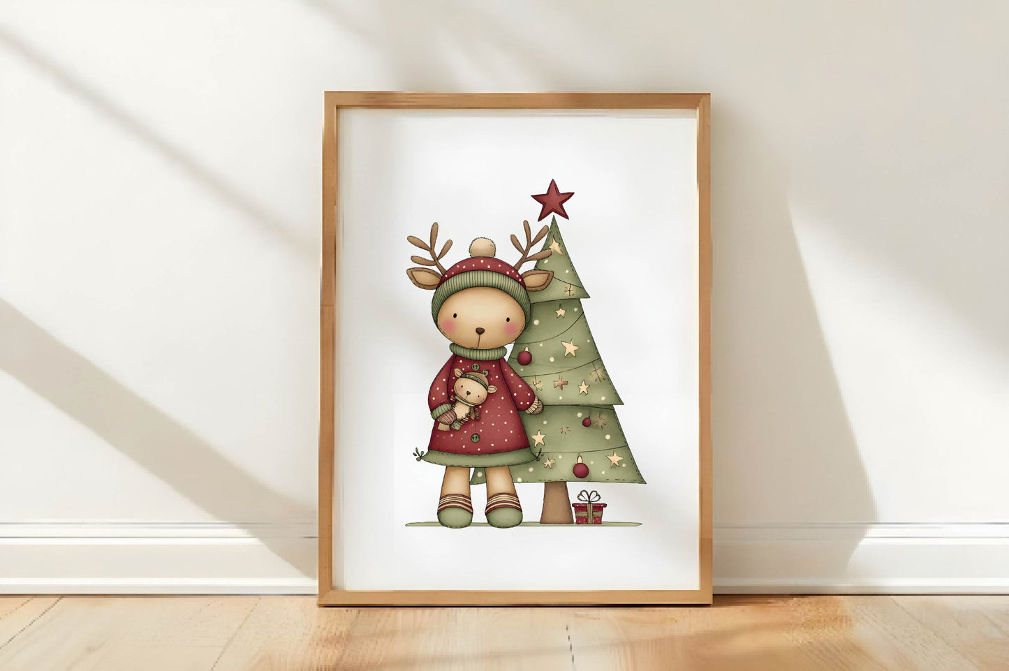 Christmas Cute Reindeer Clipart PNG Bundle | Adorable Watercolor Holiday Reindeer Clipart
