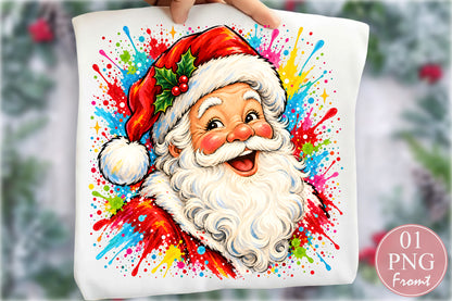 Cute Santa Claus PNG Colorful Christmas Sublimation Design