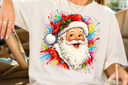 Cute Santa Claus PNG Colorful Christmas Sublimation Design