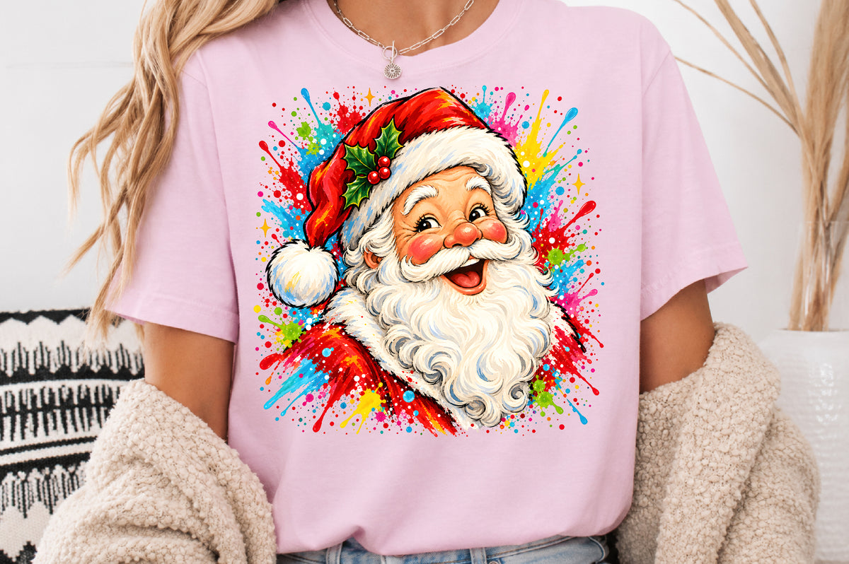 Cute Santa Claus PNG Colorful Christmas Sublimation Design