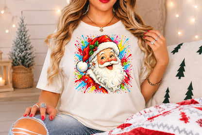 Cute Santa Claus PNG Colorful Christmas Sublimation Design