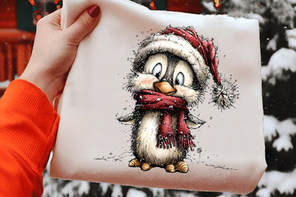 Christmas Cute Winter Penguin Clipart PNG Bundle | Adorable Watercolor Holiday Penguin Clipart | Festive Penguin PNG