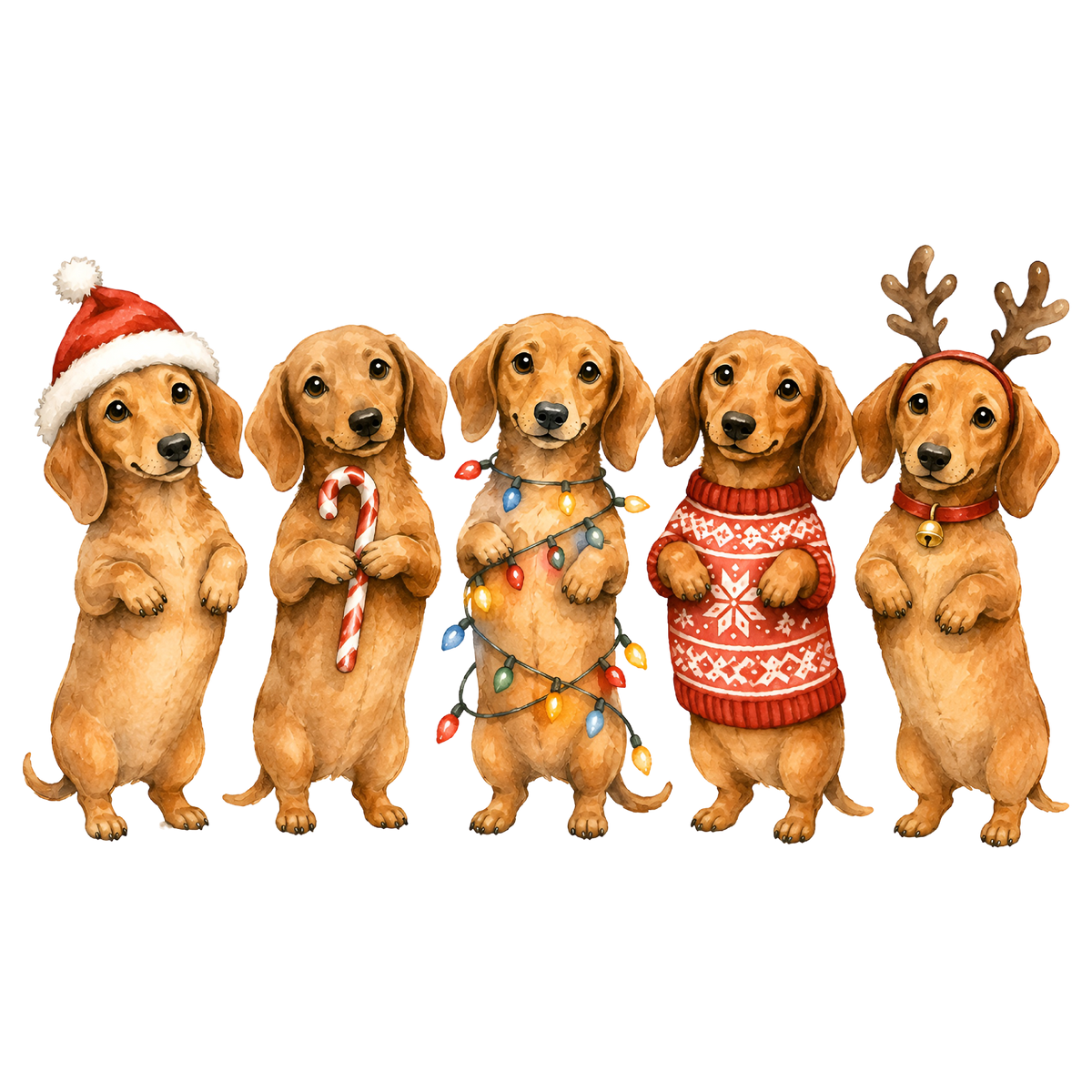 Christmas Dachshund Dog PNG Bundle