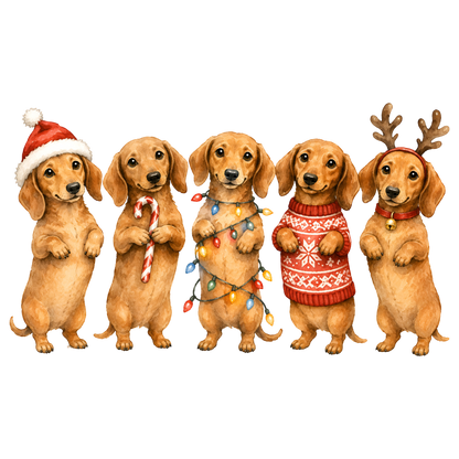 Christmas Dachshund Dog PNG Bundle