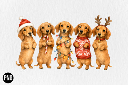 Christmas Dachshund Dog PNG Bundle
