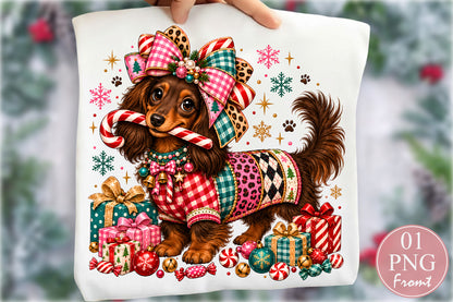 Christmas Dachshund Dog PNG Cute Holiday Puppy Clipart