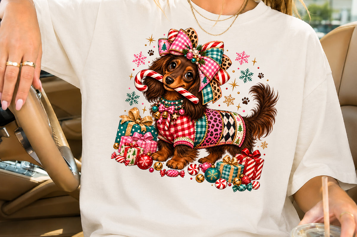 Christmas Dachshund Dog PNG Cute Holiday Puppy Clipart