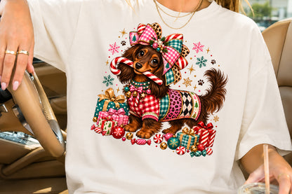 Christmas Dachshund Dog PNG Cute Holiday Puppy Clipart