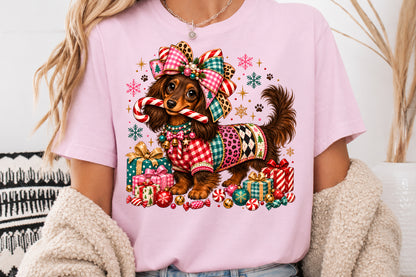Christmas Dachshund Dog PNG Cute Holiday Puppy Clipart