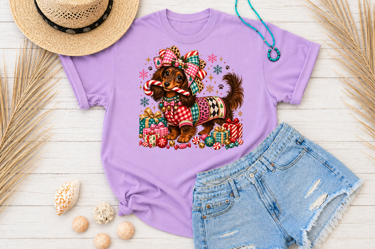 Christmas Dachshund Dog PNG Cute Holiday Puppy Clipart