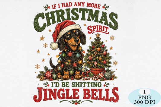 Christmas Dachshund Jingle Bells PNG Sublimation
