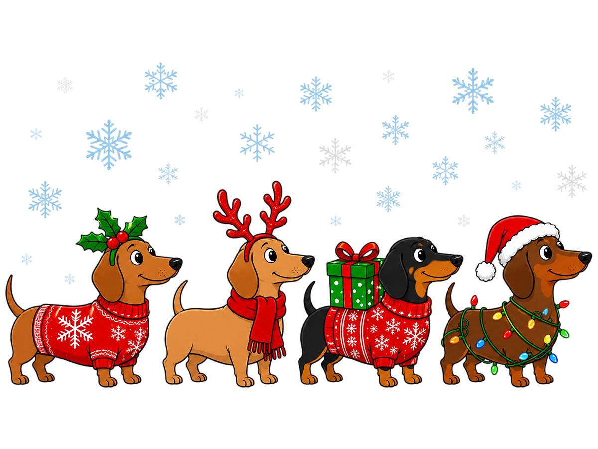 Christmas Dachshund Dogs PNG Bundle