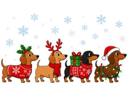 Christmas Dachshund Dogs PNG Bundle
