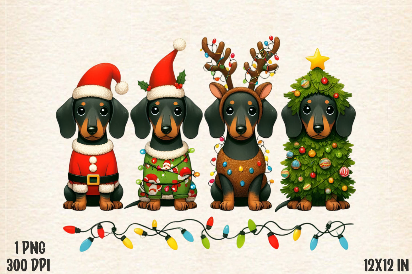 Christmas Dachshund PNG Cute Wiener Dog Christmas Sublimation