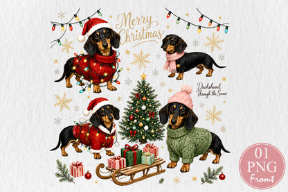 Christmas Dachshund PNG Sublimation