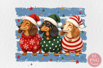 Christmas Dachshund PNG Cute Dog Sublimation