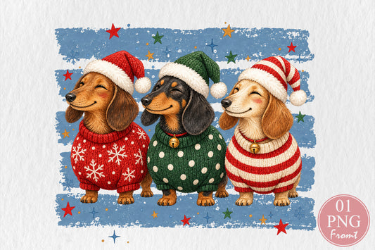 Christmas Dachshund PNG Cute Dog Sublimation