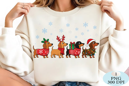 Christmas Dachshund Dogs PNG Bundle