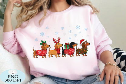Christmas Dachshund Dogs PNG Bundle