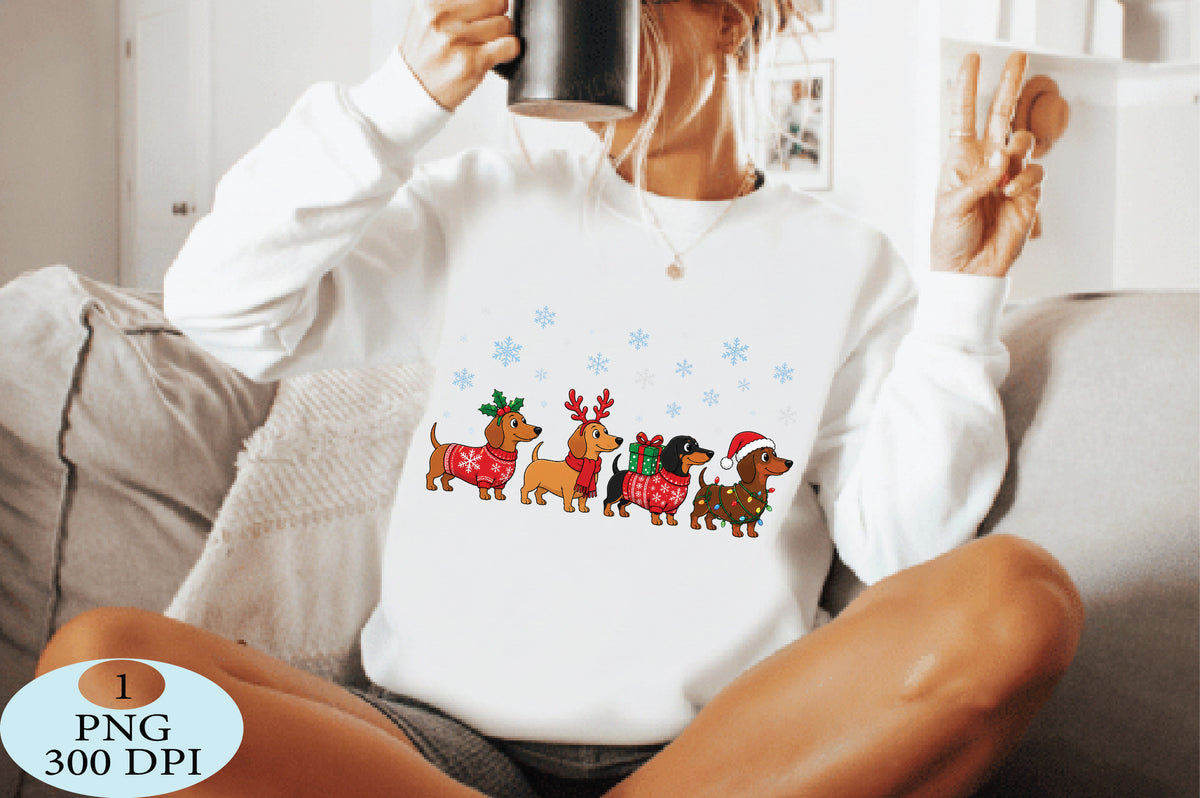 Christmas Dachshund Dogs PNG Bundle