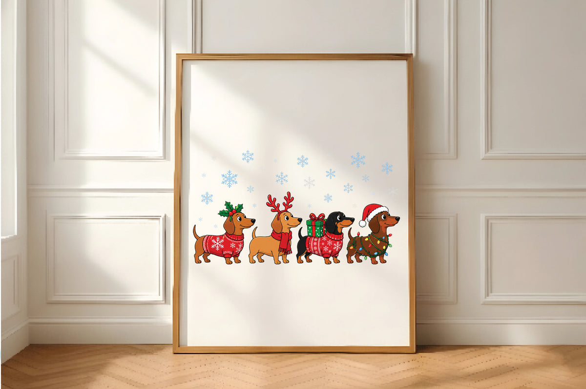 Christmas Dachshund Dogs PNG Bundle