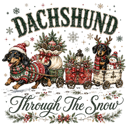 Christmas Dachshund Through The Snow PNG