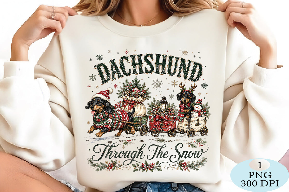 Christmas Dachshund Through The Snow PNG