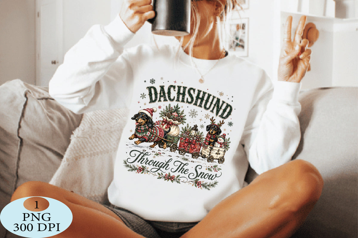 Christmas Dachshund Through The Snow PNG