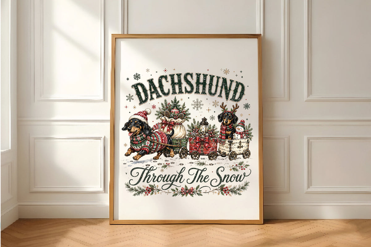 Christmas Dachshund Through The Snow PNG