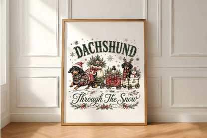 Christmas Dachshund Through The Snow PNG