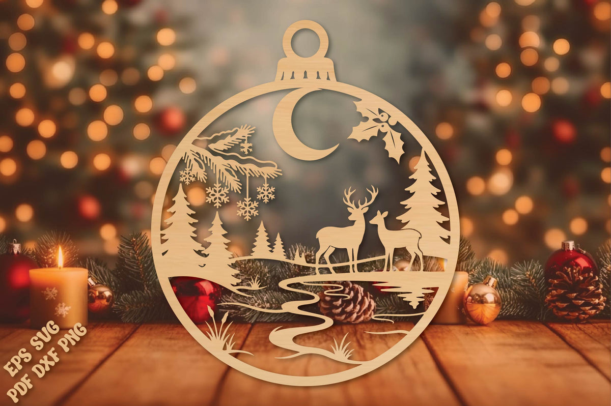 Christmas Deer Couple Ornament SVG