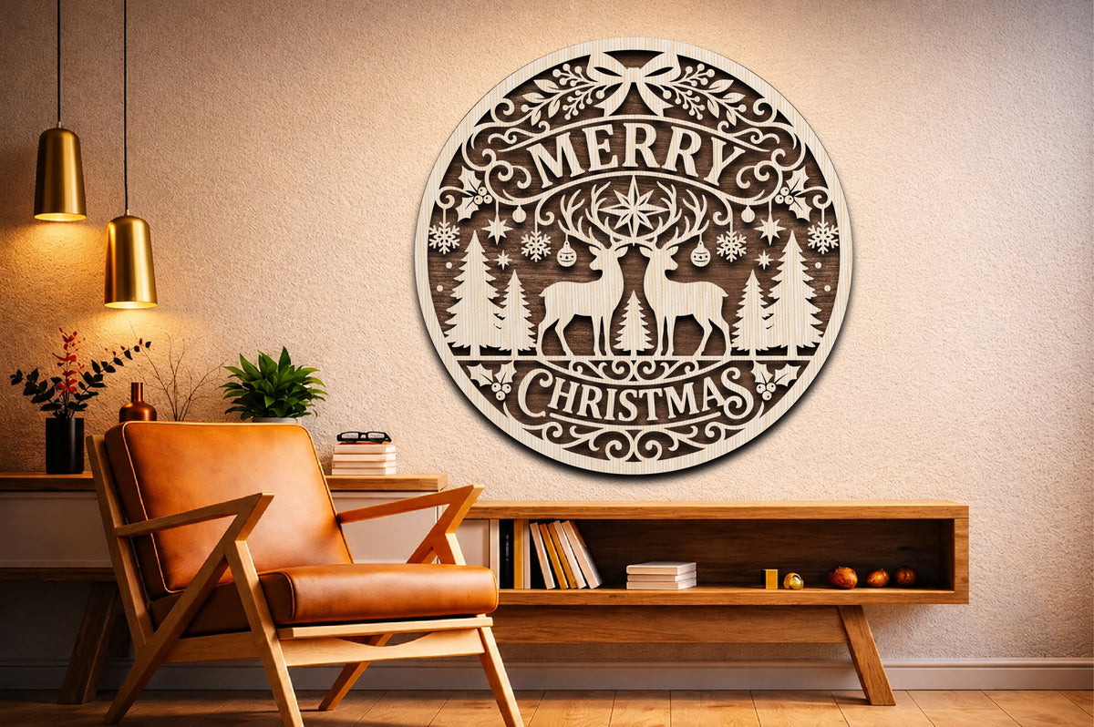 Christmas Deer Forest Laser Cut SVG