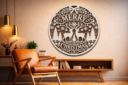 Christmas Deer Forest Laser Cut SVG