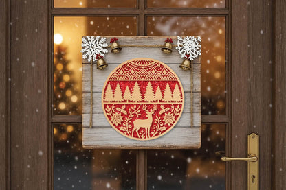 Christmas Deer Forest Ornament Laser Cut SVG, Reindeer Woodland Ornament Cut File, Christmas Tree Decor