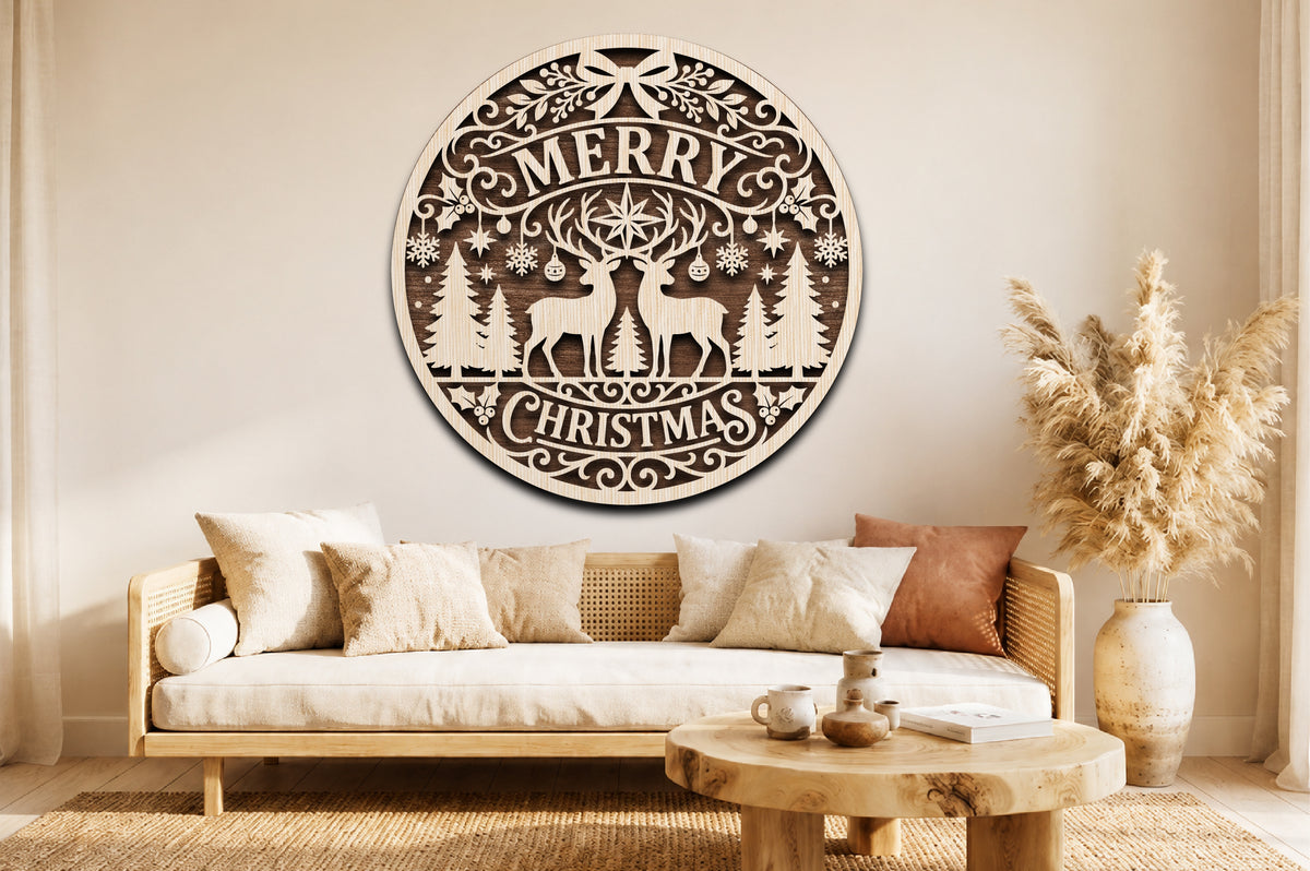 Christmas Deer Forest Laser Cut SVG